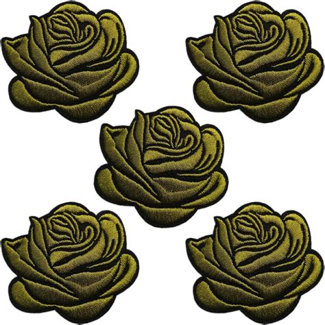 Lot de 5 badges thermocollants et à coudre en forme de rose marron (6,5 ...