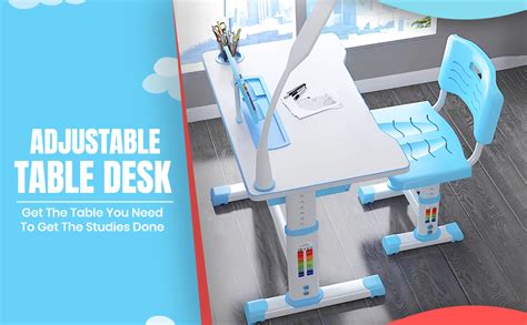 SYGA Kids Height Adjustable Desk and Chair Set Study Table Writing Desk ...