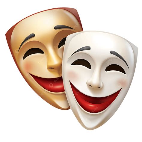 Smiling Comedy And Tragedy Masks Clip Art Illustration, Comedy Tragedy ...