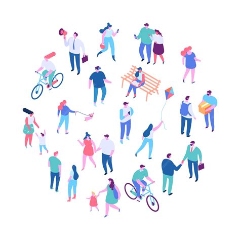 Outdoor activity collection of isometric cartoon vector people isolated ...