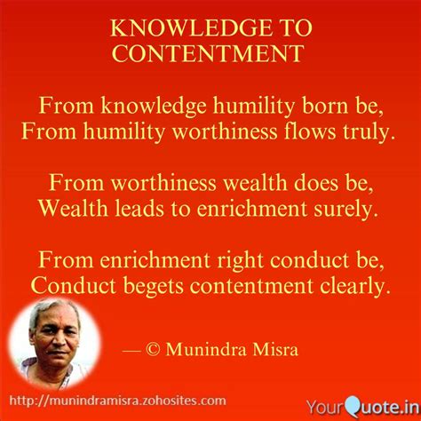KNOWLEDGE TO CONTENTMENT ... | Quotes & Writings by Munindra Misra ...