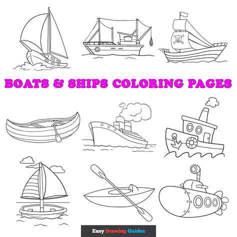 Free Boats and Ships Coloring Pages for Kids - 17 Printable Sheets
