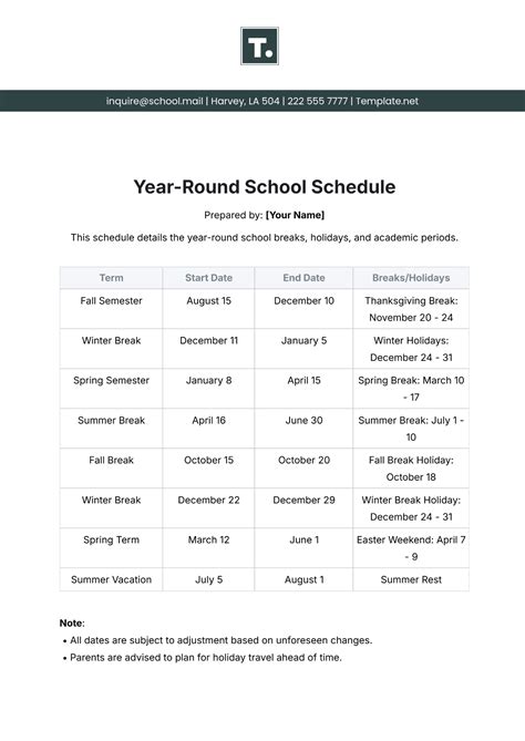 Free Elementary School Schedule Template to Edit Online