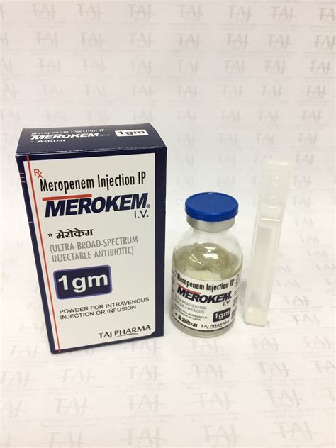 Merokem IV (Meropenem Injection) Taj Pharmaceuticals Meropenem 1gram Injection is a macrolide ...