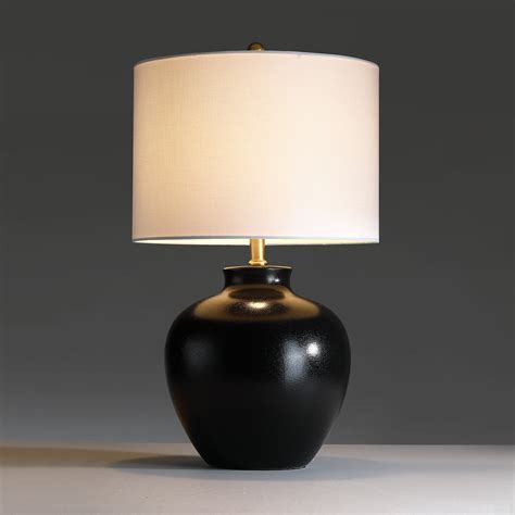 Latitude Run® 3-way Black Ceramic Table Lamp With Drum Shade | Wayfair