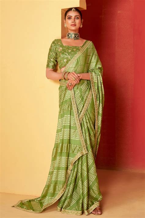 Buy Green Bandhani Saree Online | Saree Buta | zb131249