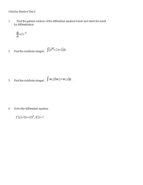 Image result for Calculus Math Test