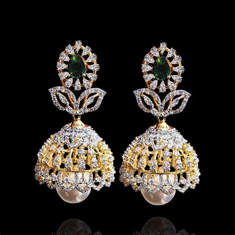 Delicate 18K Gold Polish Diamond Look Jhumki Earrings – Sneha Rateria Store