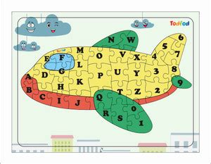 Todfod Wooden Jigsaw Puzzle Toys Aeroplane Shaped English Alphbets ...