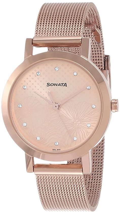 Sonata Linnea Quartz Analog Rose Gold Dial Rose Gold Stainless Steel ...
