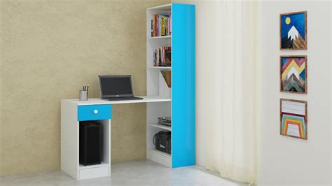 Adona Austin Study Desk w/Drawer and Built-In Bookshelf Mango Yellow ...