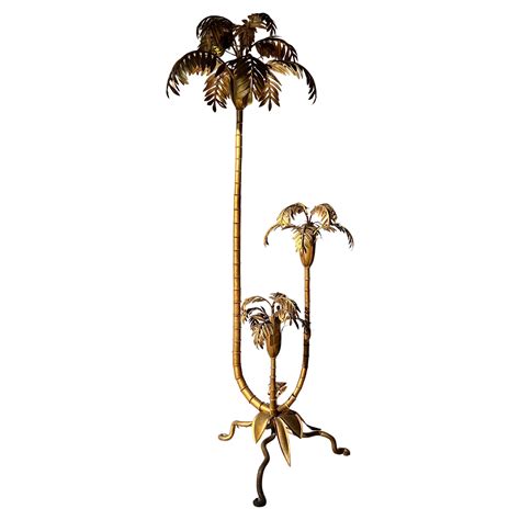 Vintage Gilded Palm Tree Floor Lamp in the Style of Hans Kögl, Italy ...