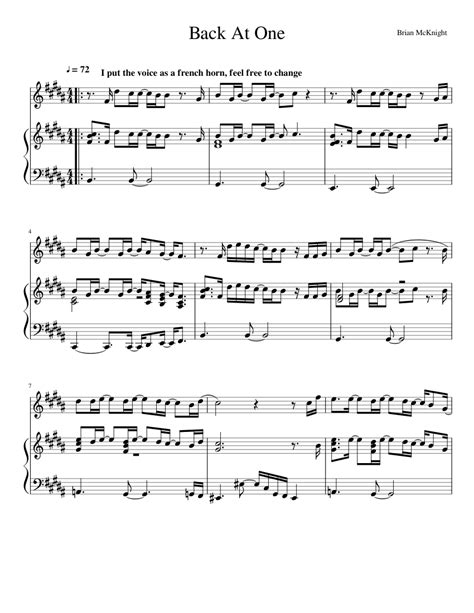 Back At One Sheet music for Piano, Vocals (Piano-Voice) | Musescore.com