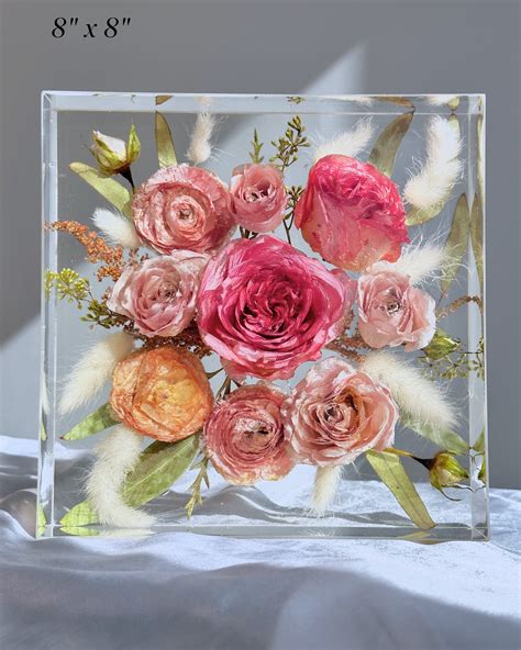 Custom Wedding Bouquet Preservation Block, Resin Flower Preservation ...