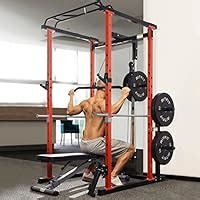 RitFit Power Cage with LAT Pull Down and 360° Landmine, 1000LB Capacity ...