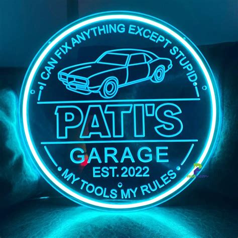 Amazon.com : Custom Neon Garage Sign Custom Garage Signs Personalized ...