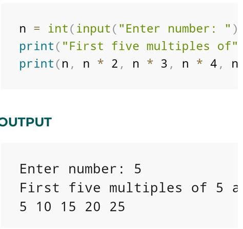 2. Write a Python program to find out first ten multiples of a given ...