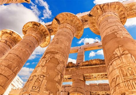 Ancient columns with beautiful carvings karnak temple the great ...