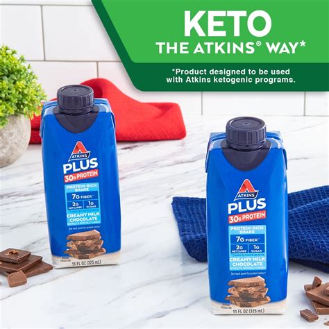 Buy Atkins PLUS Protein & Fiber Creamy Milk Chocolate Shake, 11 fl oz ...