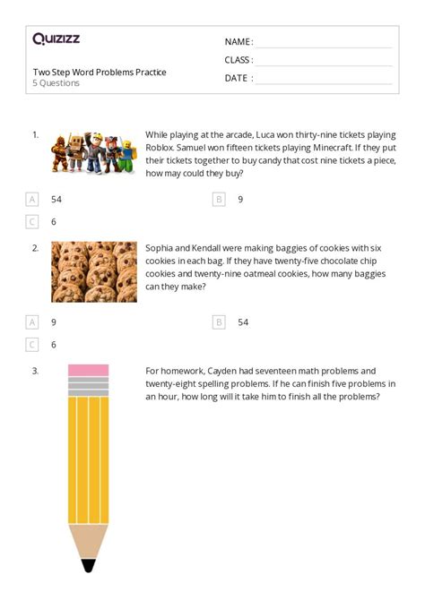 50+ Two-Step Word Problems worksheets for 5th Class on Quizizz | Free ...