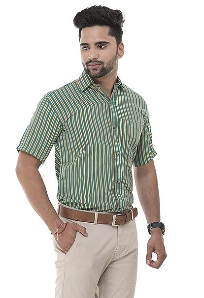 Buy Tribes India Men Cotton Half Shirt (1STXMENMP01599_7_S,Green ...