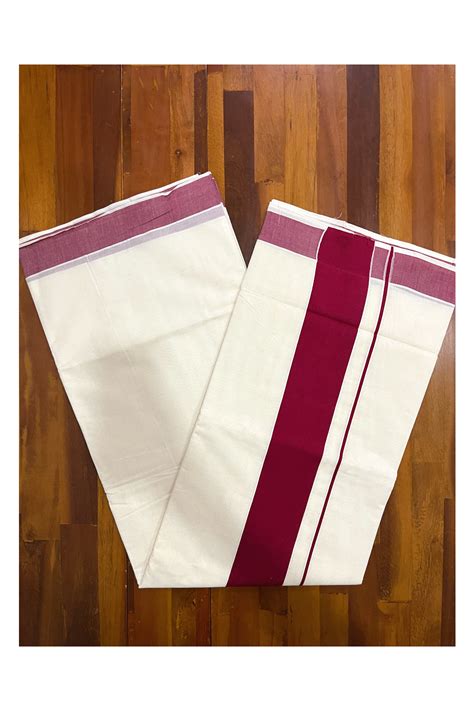 Pure Cotton Kerala Cotton Saree with Maroon Border – Southloom.com ...
