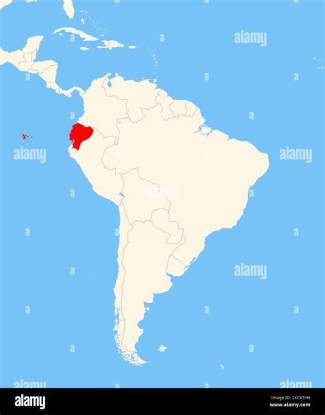 Locator map showing the location of the country Ecuador in South ...
