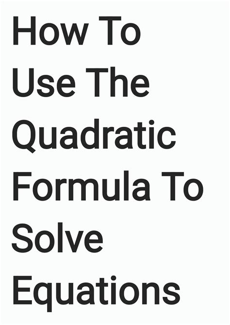 Image result for How to Use Quadratic Formula