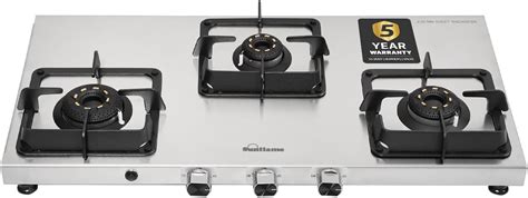 Sunflame 3 Burner Ultra-Slim Stainless Steel Gas Stove 77 cm Wide ...