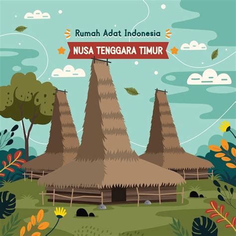 Rumah adat indonesia nusa tenggara timur | Premium Vector