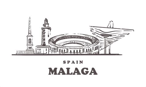 Spain, malaga hand-drawn architecture | Premium Vector