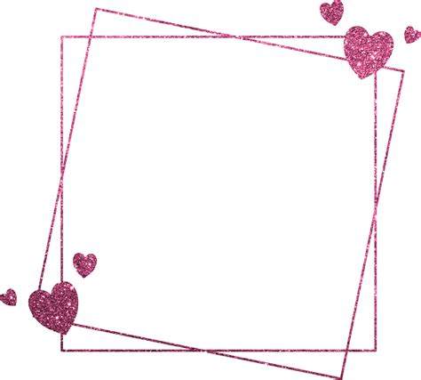 Pink Glitter Frame With Heart 18875802 PNG