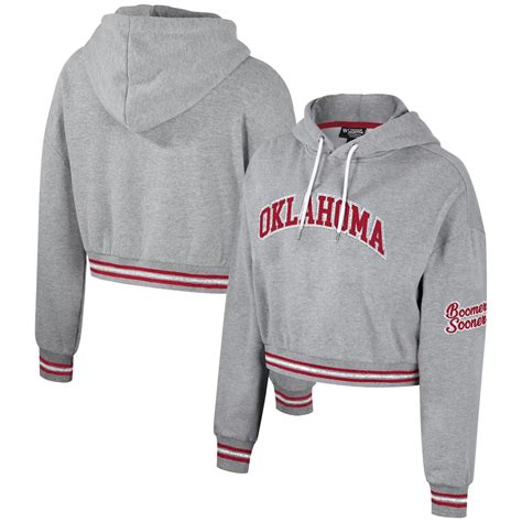 The Wild Collective Oklahoma Sooners Cropped Shimmer Pullover Hoodie ...