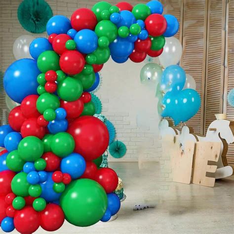 108pcs Green, Red, And Blue Latex Balloon Wreath Set, Suitable For ...