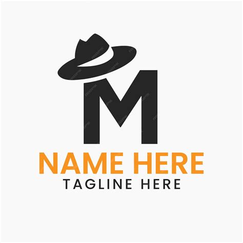 Concepto de diseño de logotipo de sombrero de caballeros de letra m con ...