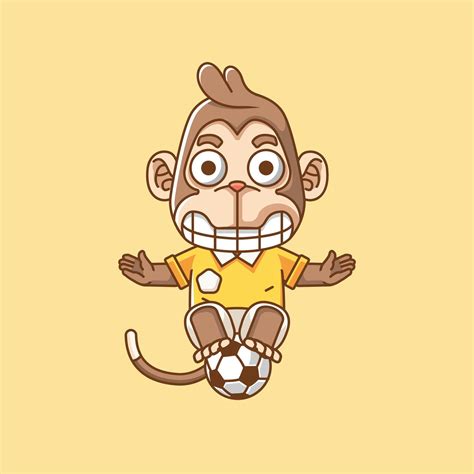Cute monkey soccer player animal kawaii chibi character mascot ...