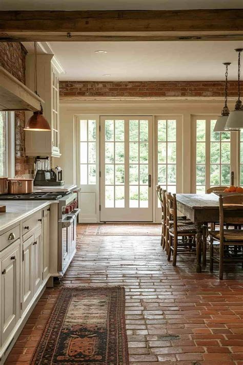 24 Creative Brick Floor Kitchen Ideas | Brick floor kitchen, Brick ...