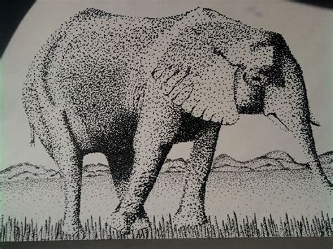 elephant drawing with dots