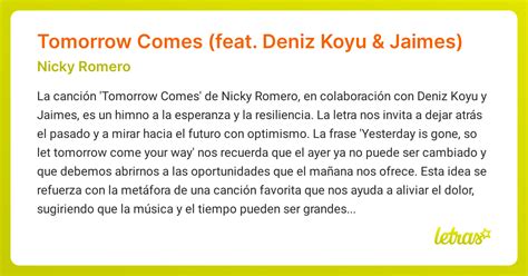 Significado de la canción Tomorrow Comes (feat. Deniz Koyu & Jaimes ...
