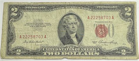 MISCUT 1953 $2 Red Seal U.S. Legal Tender Note | Property Room