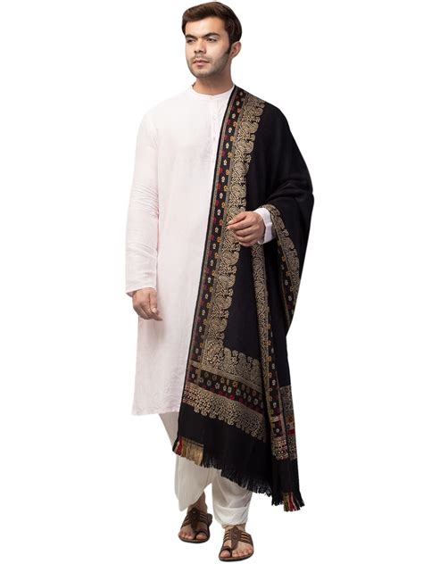 tweedle Men’s Jamawar Weave Woolen Shawl/Stole for Wonters with Self ...