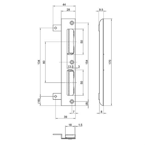 BKS Winkel-Schließblech S2800049 170 x 28 x 8 mm, Stahl, DIN L/R - so ...