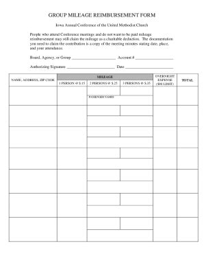 Fillable Online GROUP MILEAGE REIMBURSEMENT FORM Fax Email Print ...