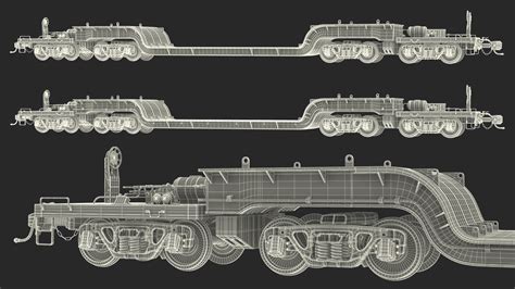 Heavyweight 8-Axle Depressed Center Flat Car 3D model | 3D Molier ...
