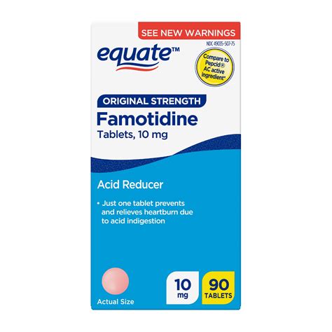 Equate Original Strength Famotidine Tablets, 10 mg, Acid Reducer for ...