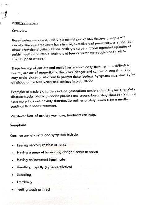 Anxiety Disorders-1 - Psychology Notes - Master of social work - Studocu