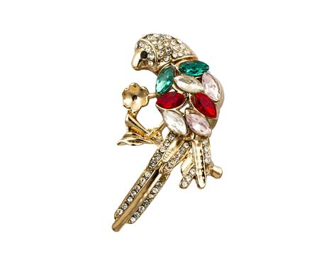 Buy Knighthood Elegant Gold Parrot with Colorful Stone Detailing Lapel ...