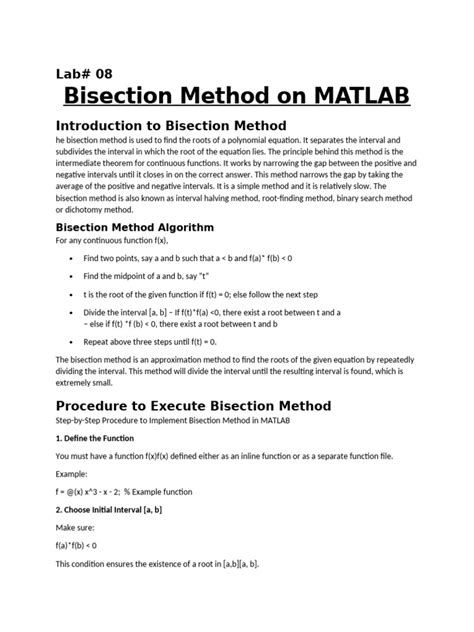 Image result for The Bisection Method in Math Lab