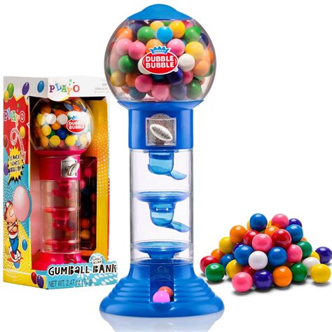 Buy PlayO 10.5" Coin Operated Spiral Gumball Machine Toy Bank - Dubble ...