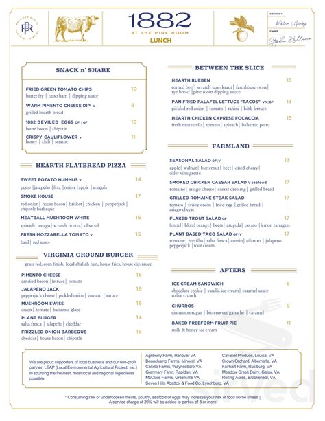 The Pine Room at Hotel Roanoke menus in Roanoke, Virginia, United States